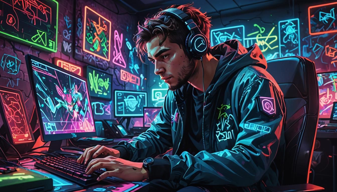 Vibrant Graffiti Art of Gamers and Coders