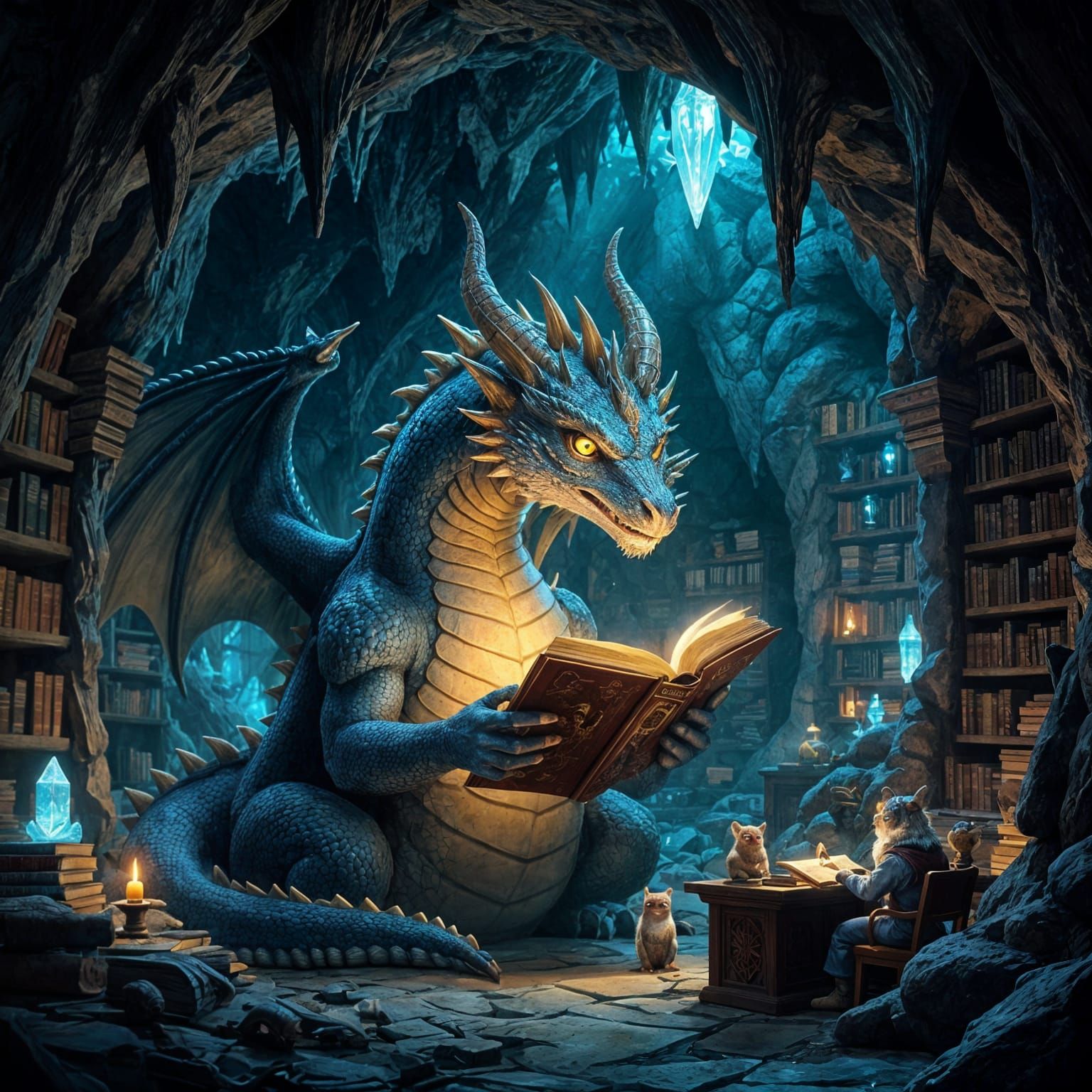 Ancient Dragon Librarian in Underground Library