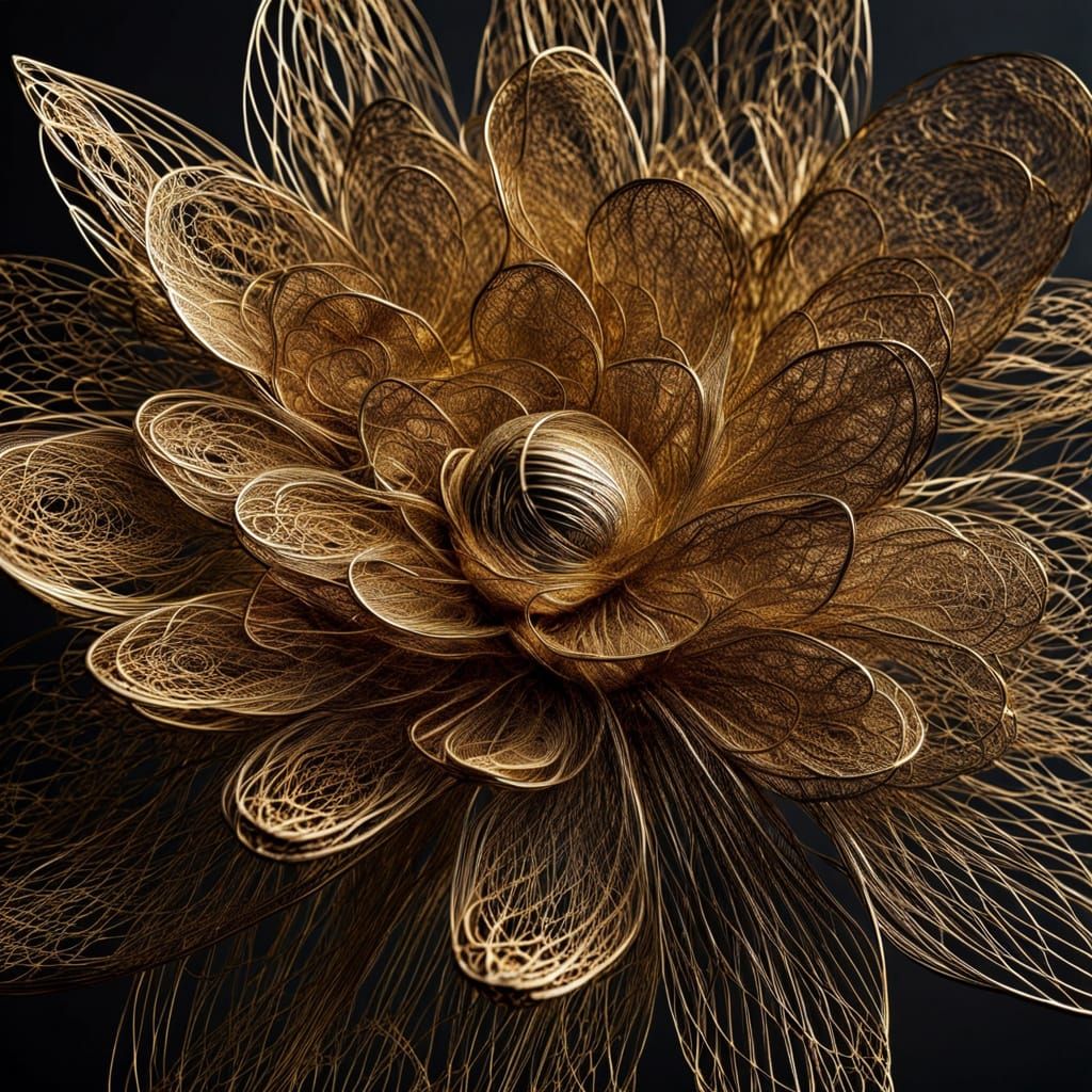 Intricate Wire Flower Sculpture in Industrial Style