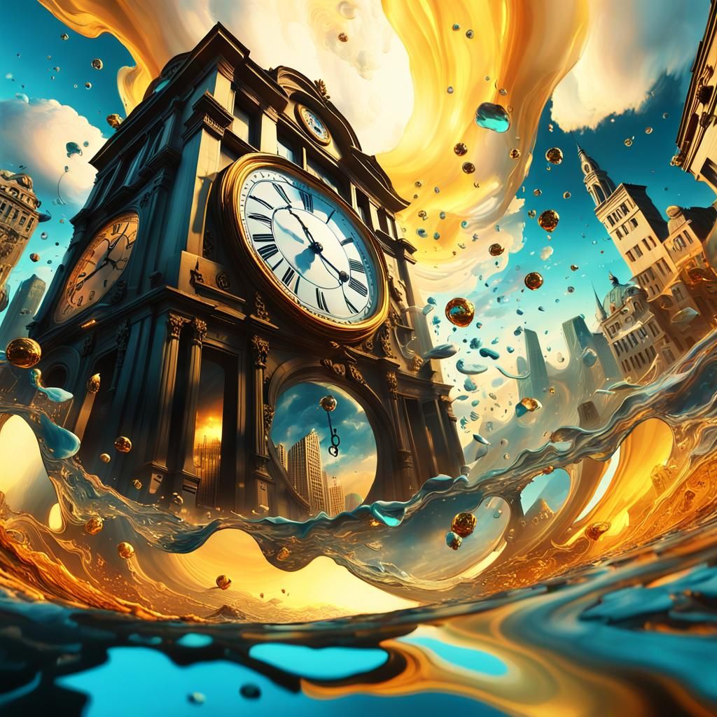 Surreal Catastrophic Event in Dreamlike Cityscape