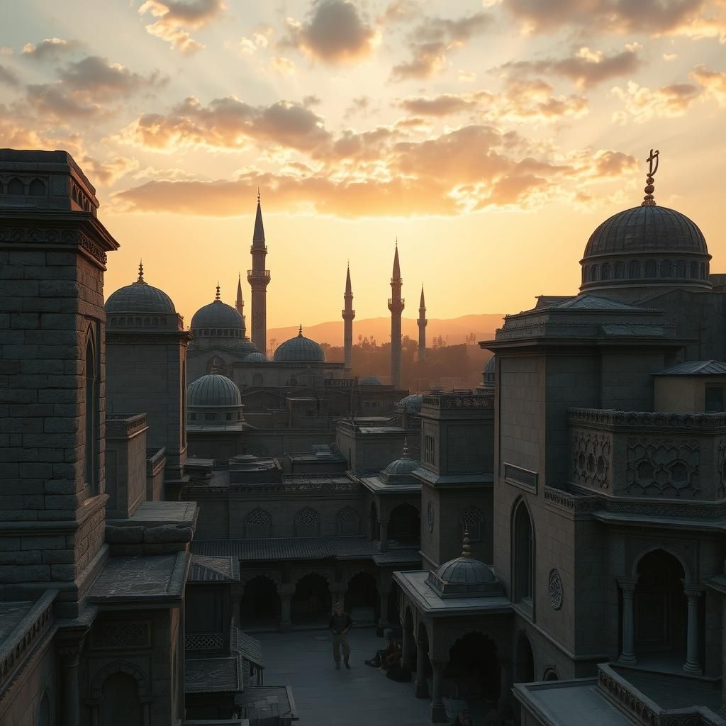 Aleppo at Dusk: Atmospheric Concept Art