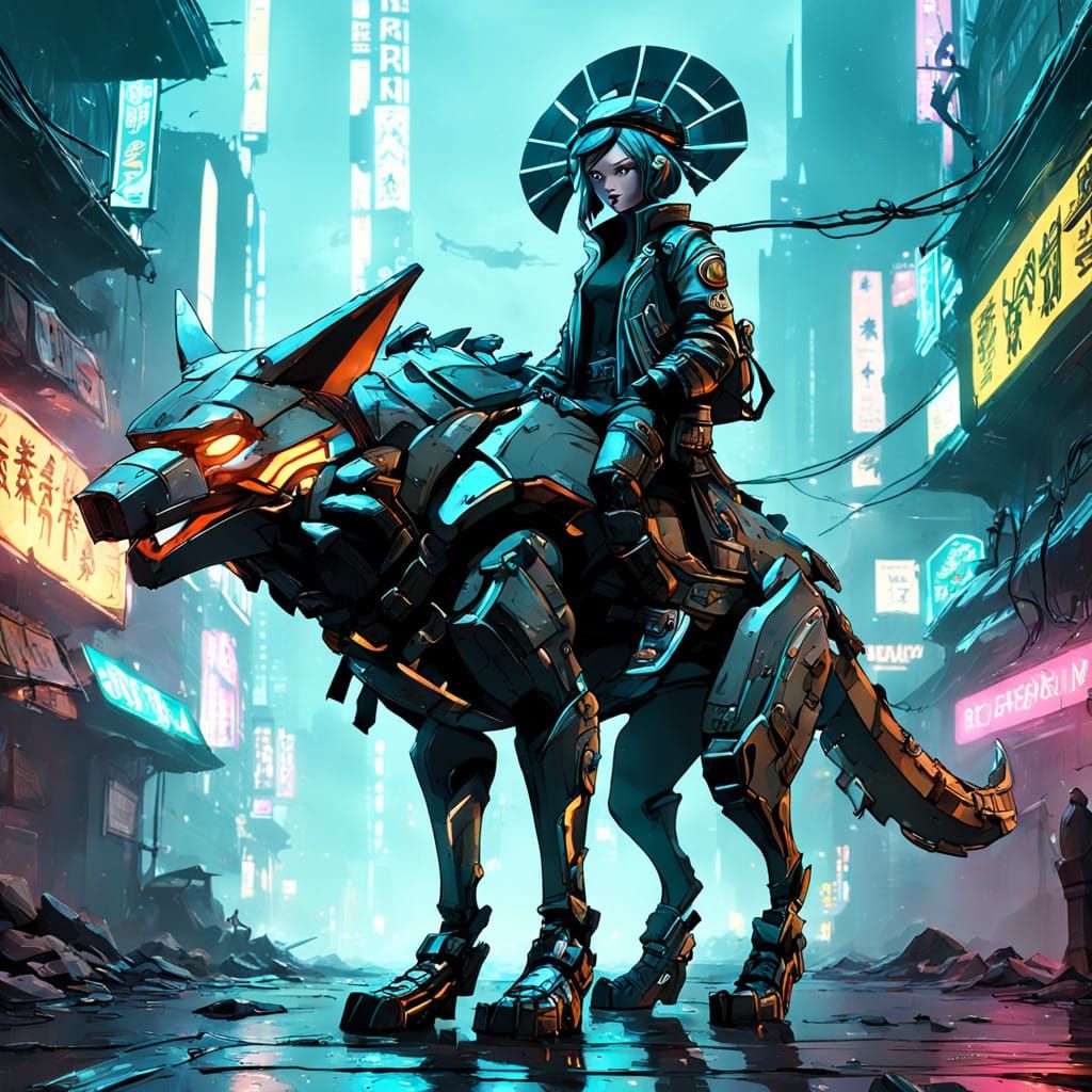 Cyberpunk Goddess of Rock in Neon-Lit Maiden Form