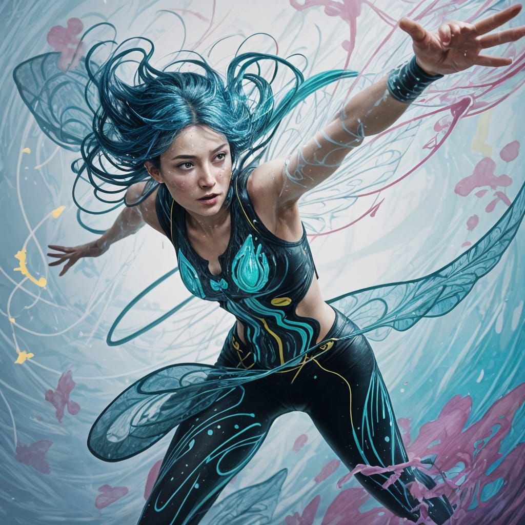 Firefly Fairy in Enchanted Forest, Graffiti Art