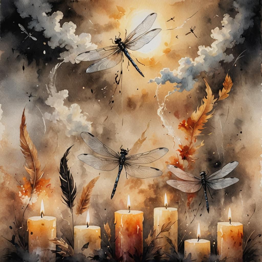 Dragonfly Dance: Candles and Autumnal Watercolor