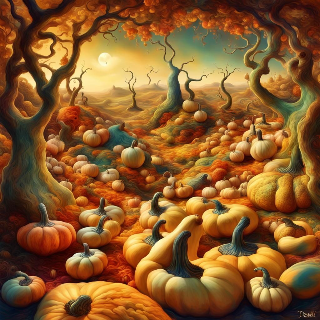 Surreal Gourd Landscape in Surrealist Style