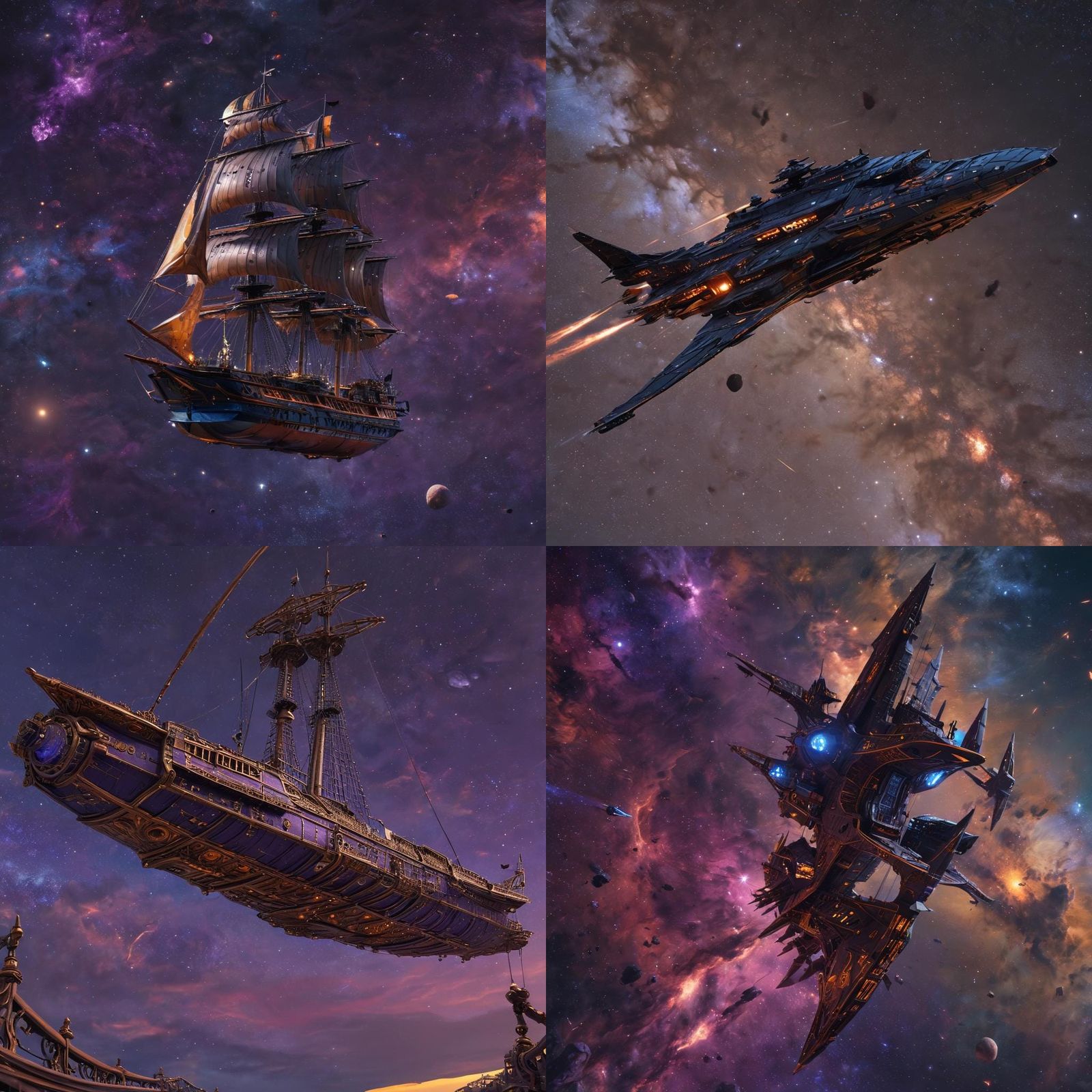 Spelljammer Frigate Sailing Through Space: Fantasy Concept A...