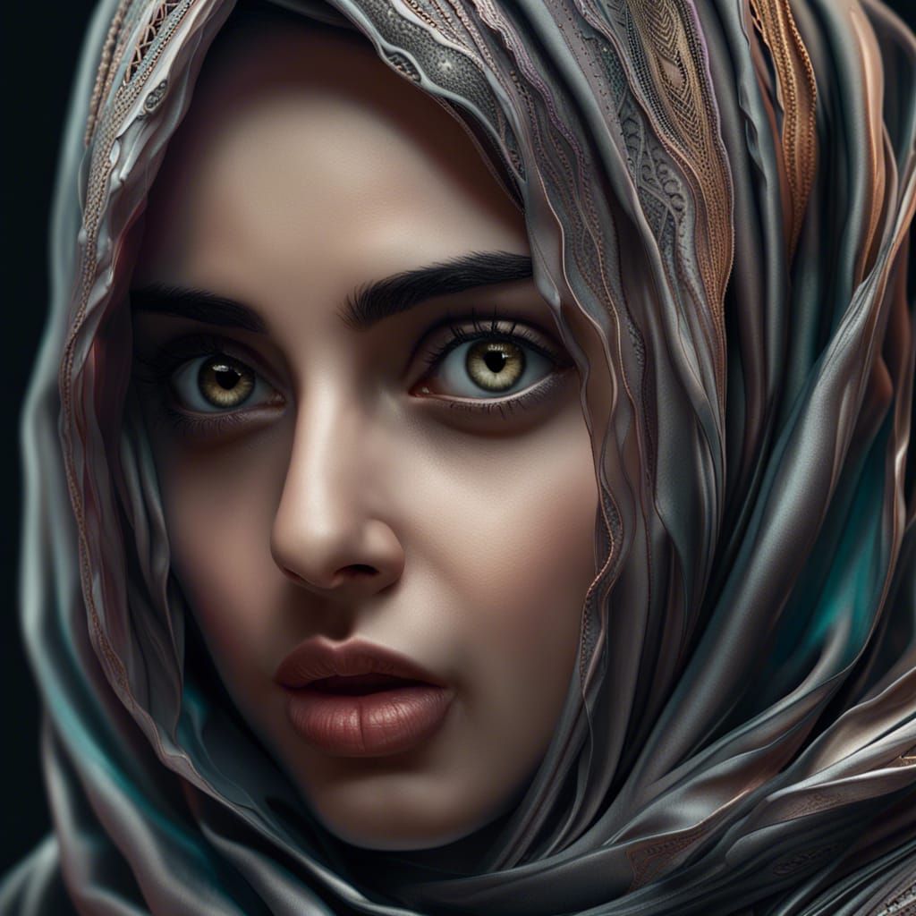 Hyperrealistic woman wearing hijab, ultra detailed artistic ...