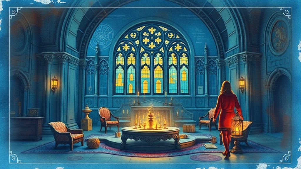 Gothic Blueprint in Watercolor Style