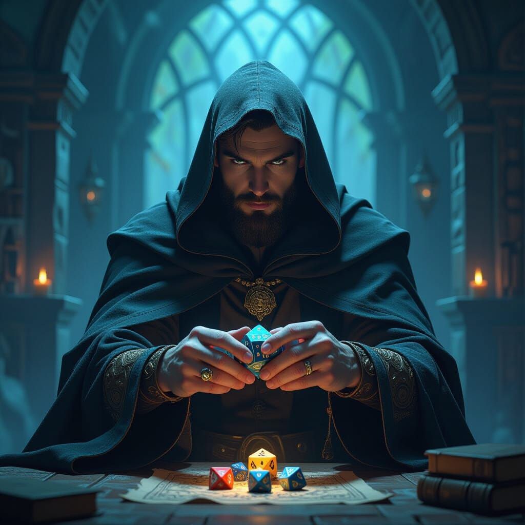 Mystical Dungeon Master in Dark Fantasy Style