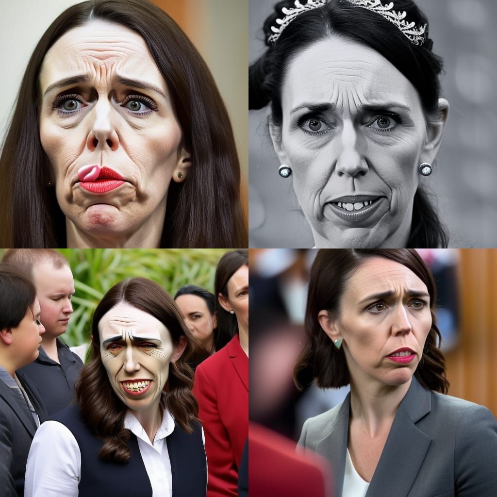 Jacinda Ardern Portrait with Exaggerated Eyes