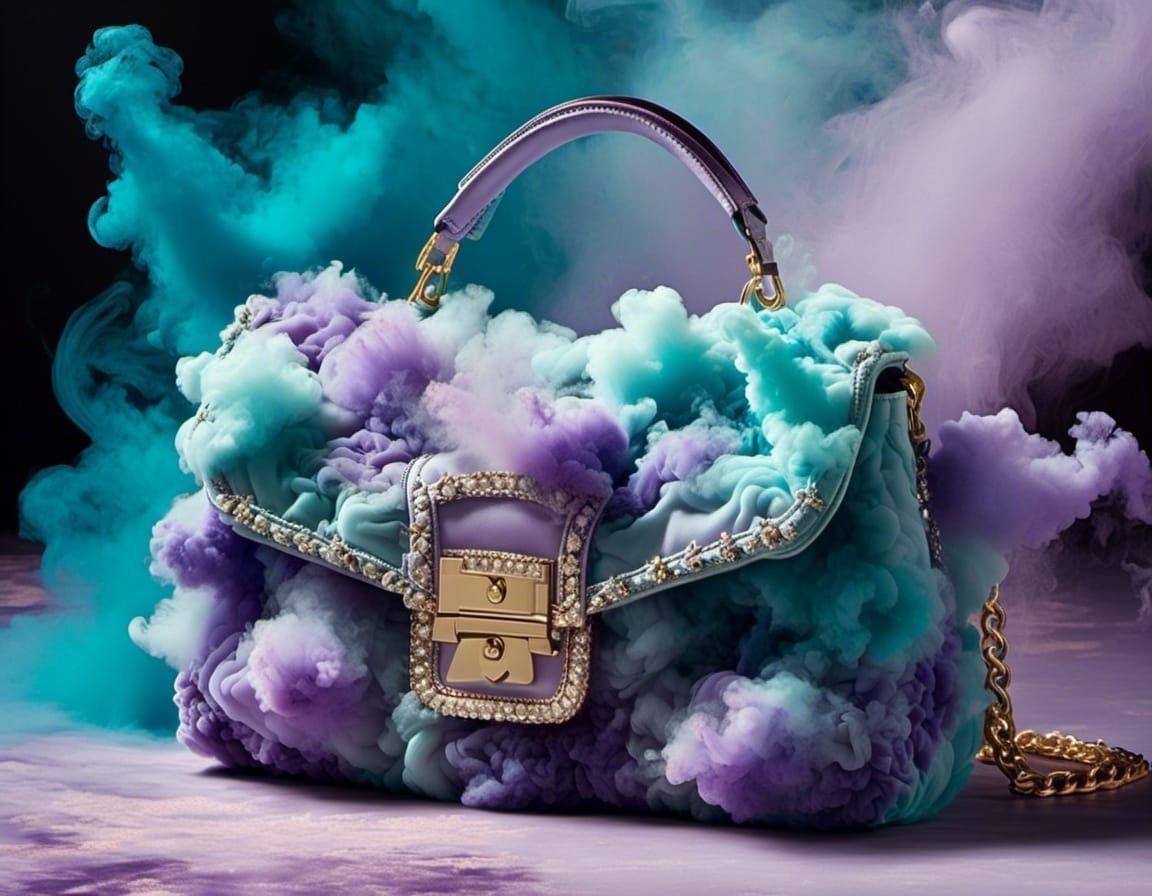 Smoke Art Designer Bag in Lilac and Cyan
