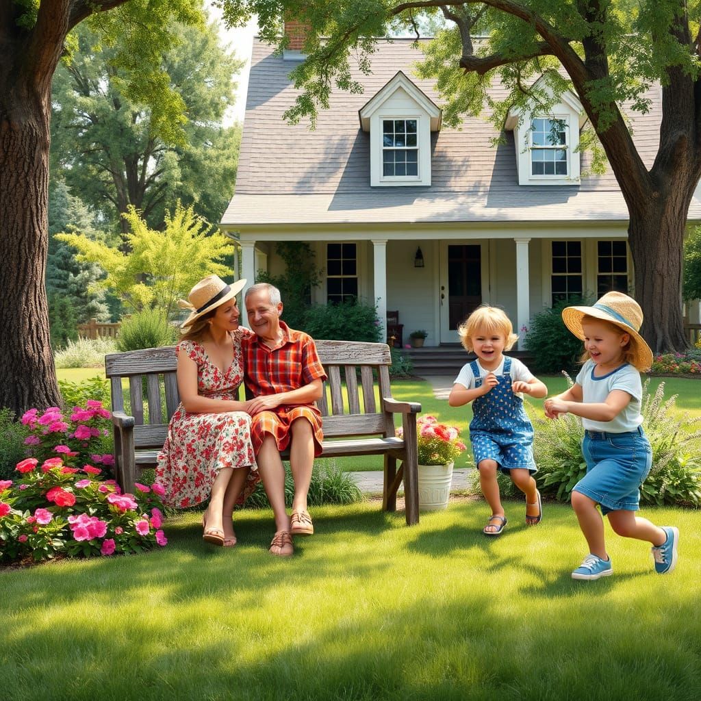 Idyllic Family Scene in Rockwell Style
