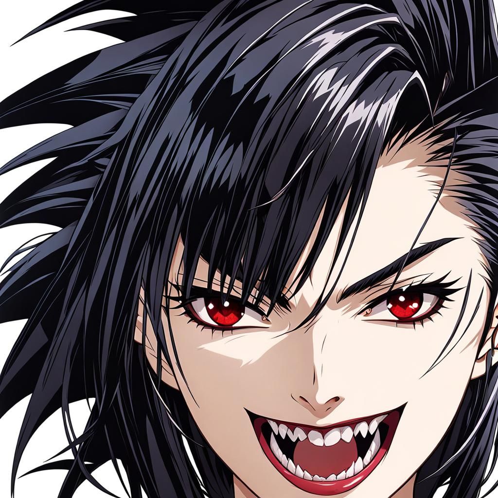 Anime Style Vampire with Sharp Teeth