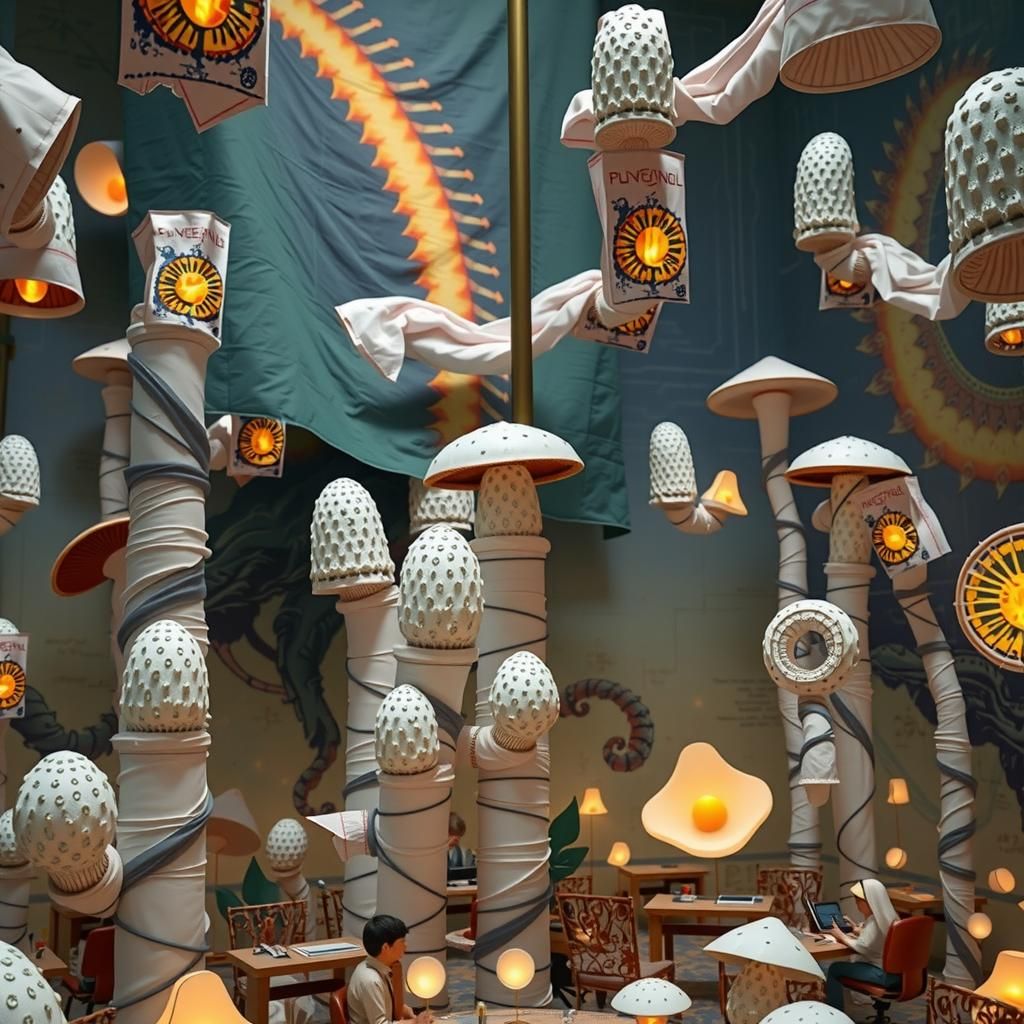 Surreal Mushroom Kingdom: Linocut Prints and Steampunk Machi...