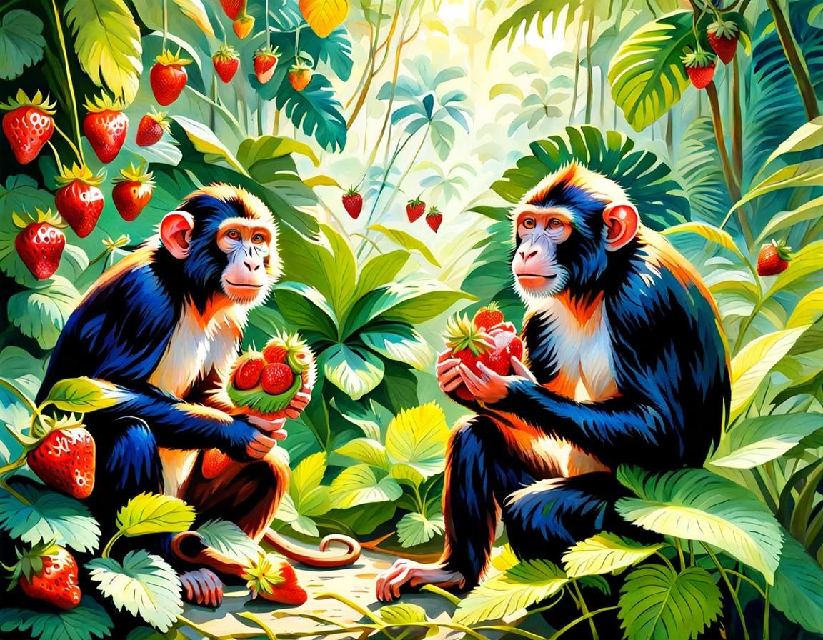 Monkeys Eating Strawberries