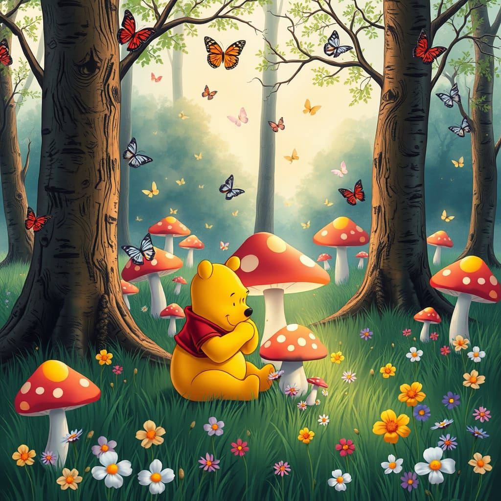 Whimsical Mushroom Wonderland in Vibrant Colors