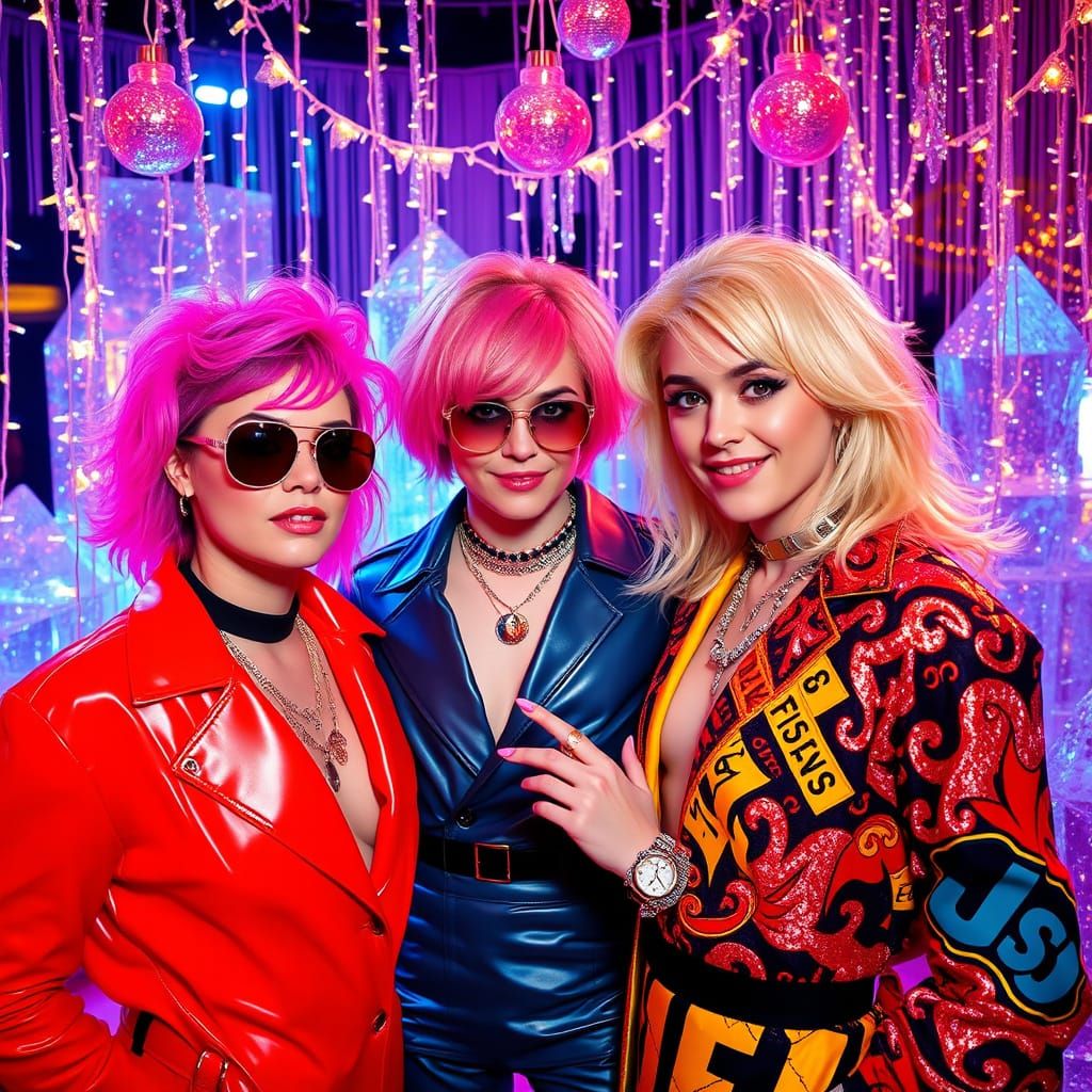 Glamorous UK Blondes Pose Chicly in Disco-Lit Setting with S...