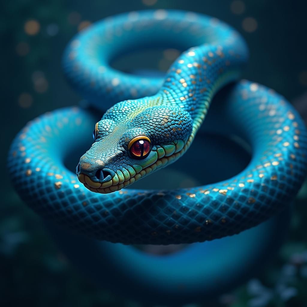 Iridescent Sea Serpent Dancing in Mystical Waters