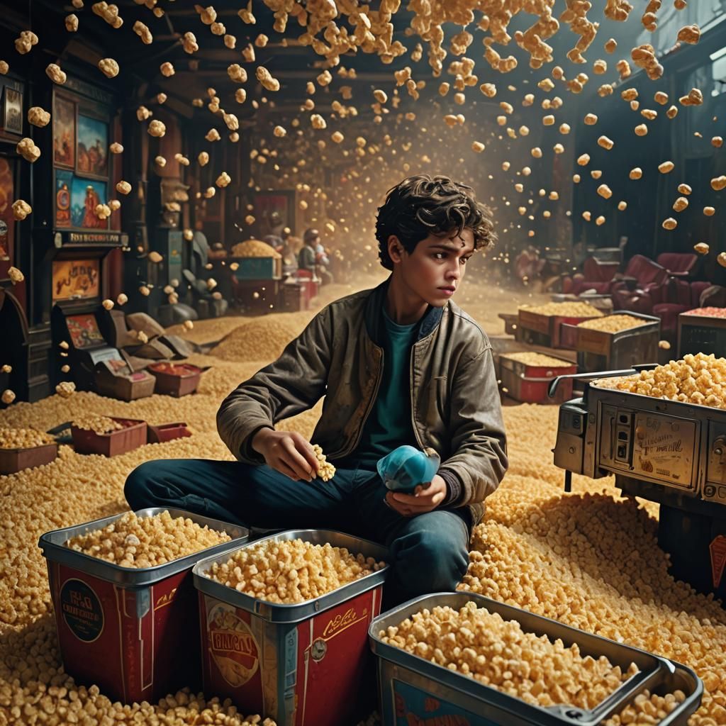 Futuristic Popcorn Machine Interaction: Digital Matte Painti...