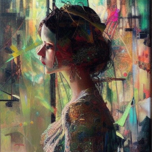 Mysterious Woman: Oil Painting in Surreal Style