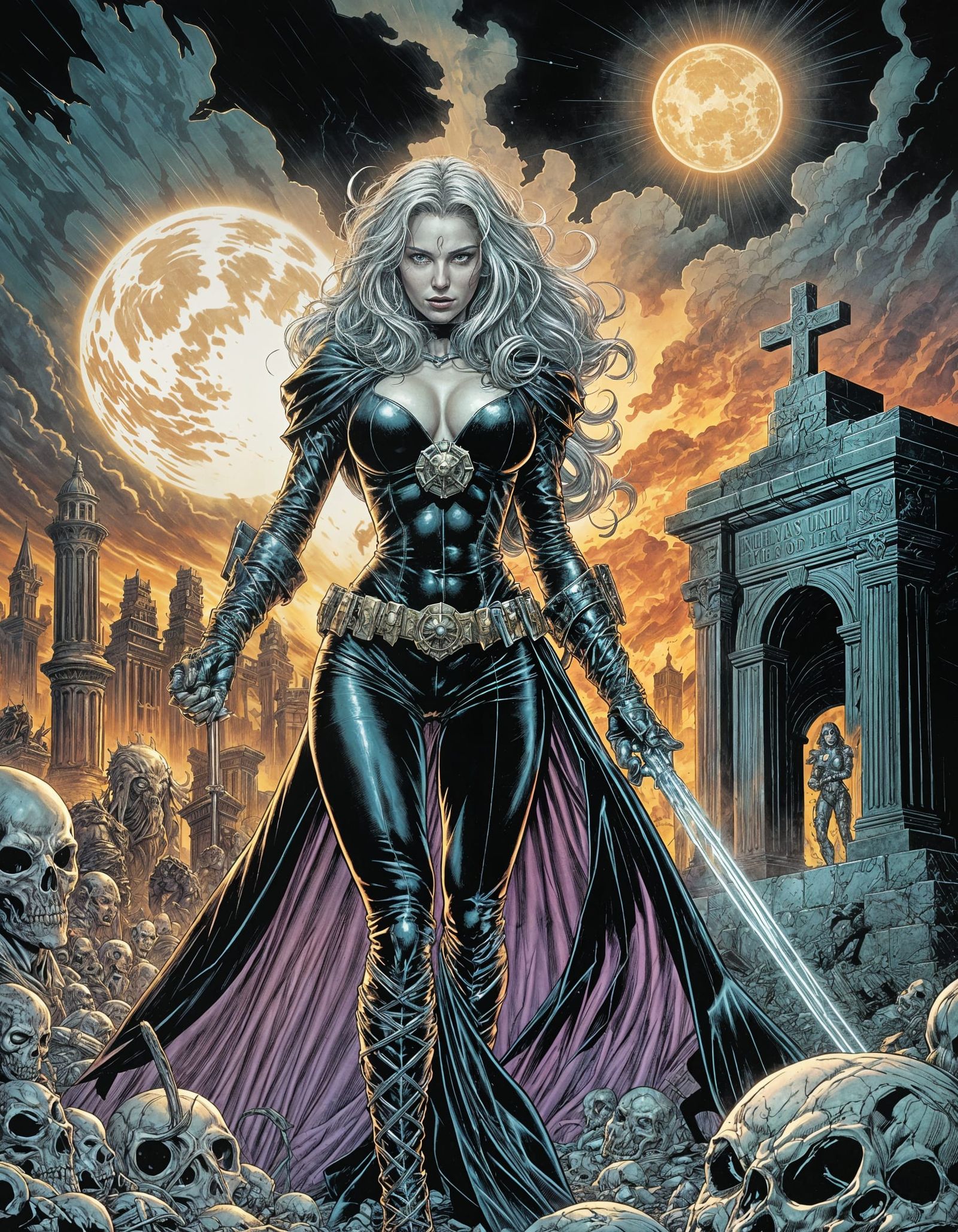 Lady Death in Stormy Necropolis: Comic Book Art