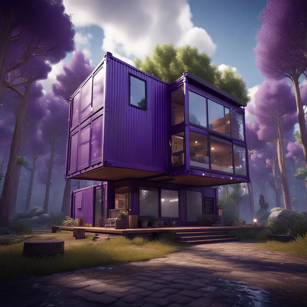 Modern Shipping Container House in 3D Rendering