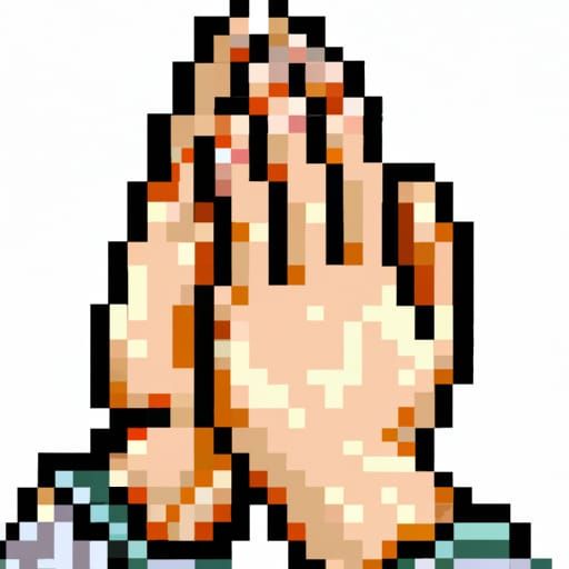 Praying Hands Pixel Art in 8-bit Style