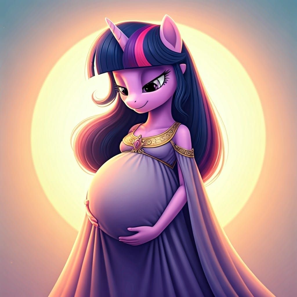 Twilight Sparkle Embraces Motherhood in Radiant Digital Art