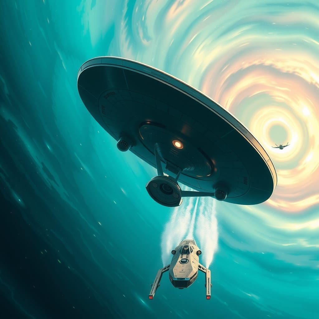 Insanely detailed USS Enterprise 1701 from Star Trek The Original series underwater. Perfect Constitution class Enterpri...