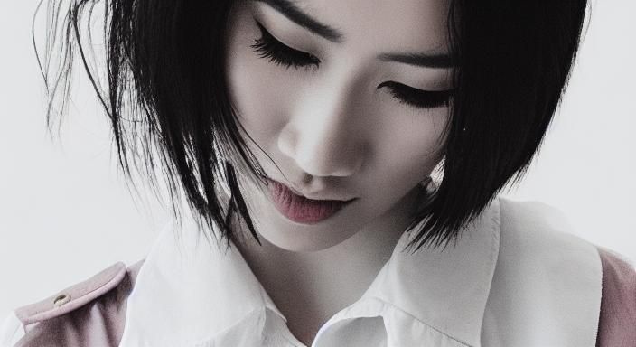 Suffering Woman in Rain, Cross-Hatching Drawing