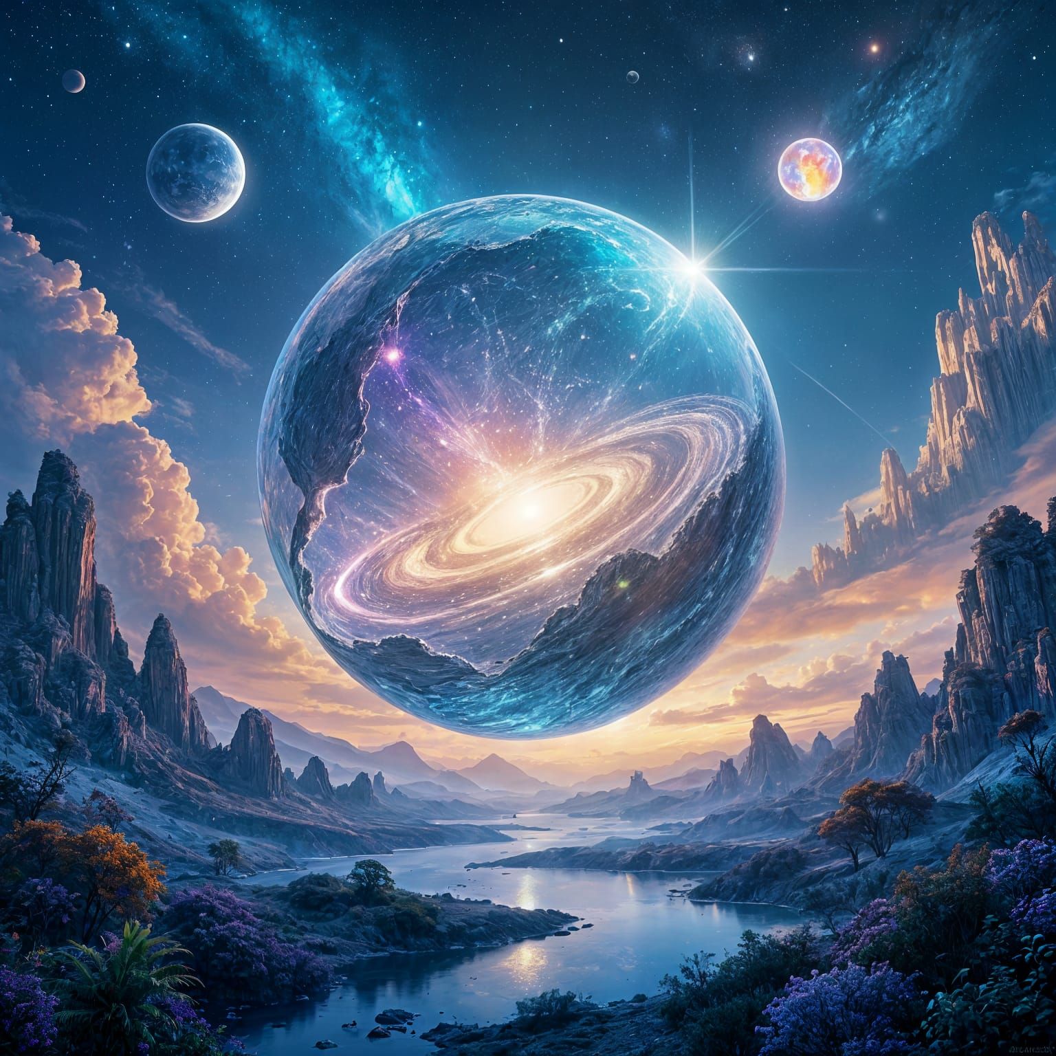 Surreal Crystal Orb Reveals Galaxy Core