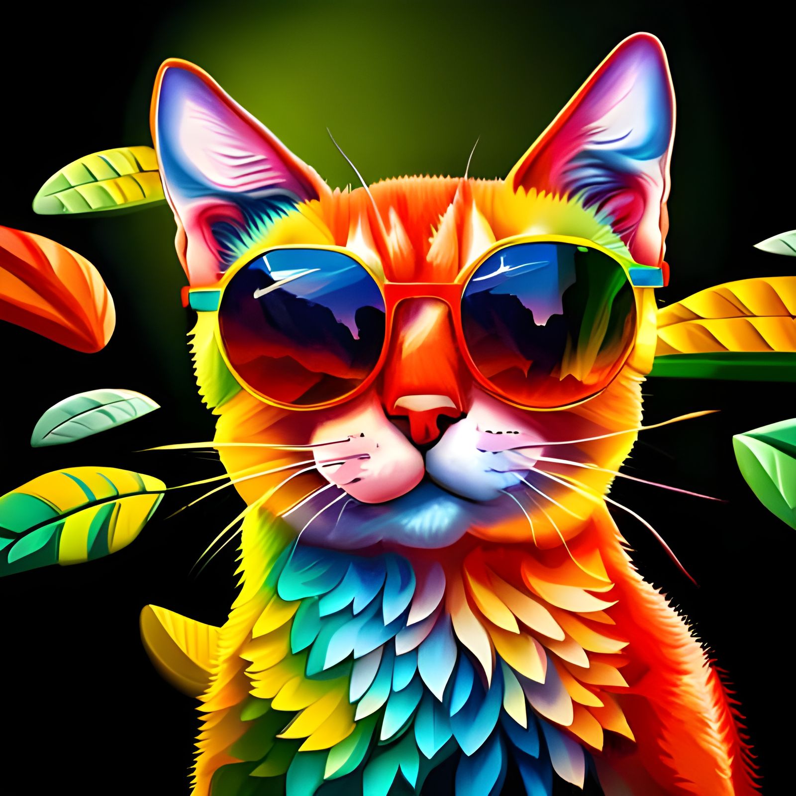 Cat with Rainbow Glasses
