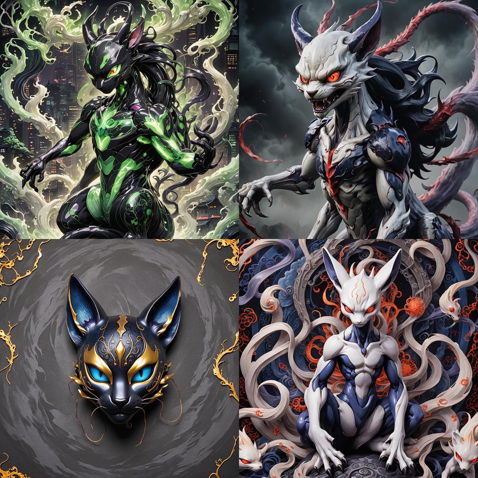 Demonic Porcelain Mewtwo Kitsune Portrait