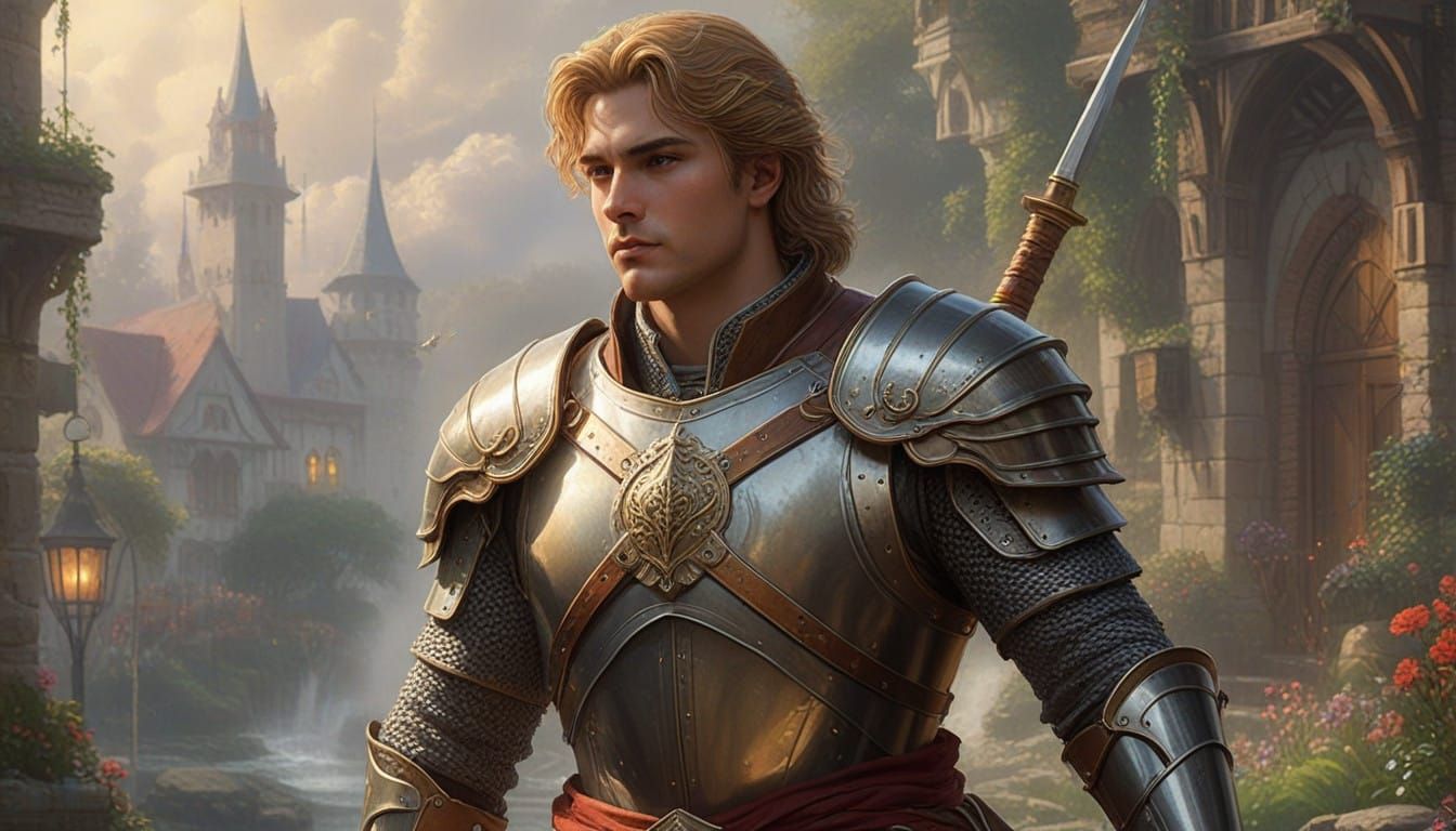 Medieval Prince in Ethereal Armor, Ready for Battle