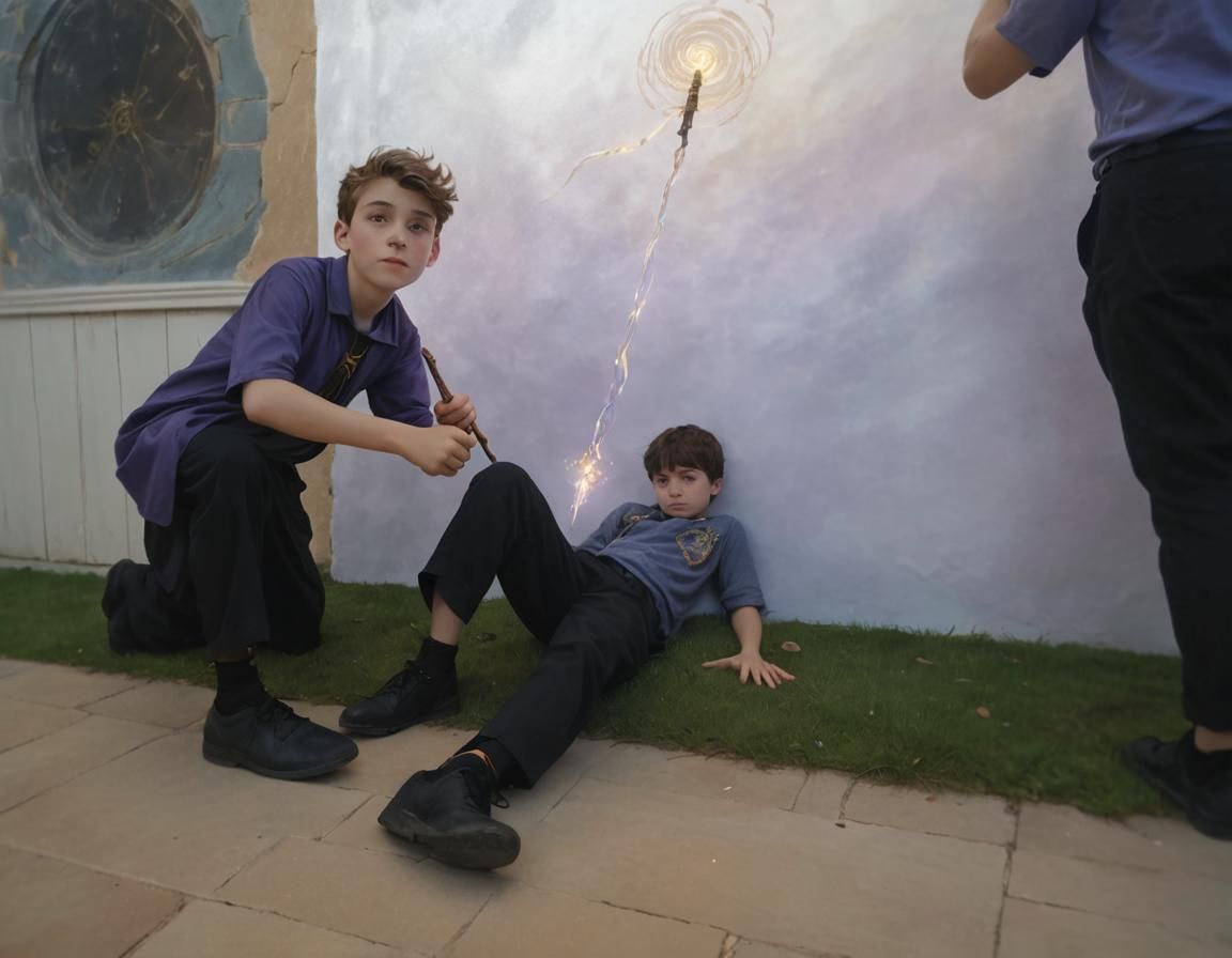 Boy Wizard Conjuring Magic: Watercolor Fantasy Art