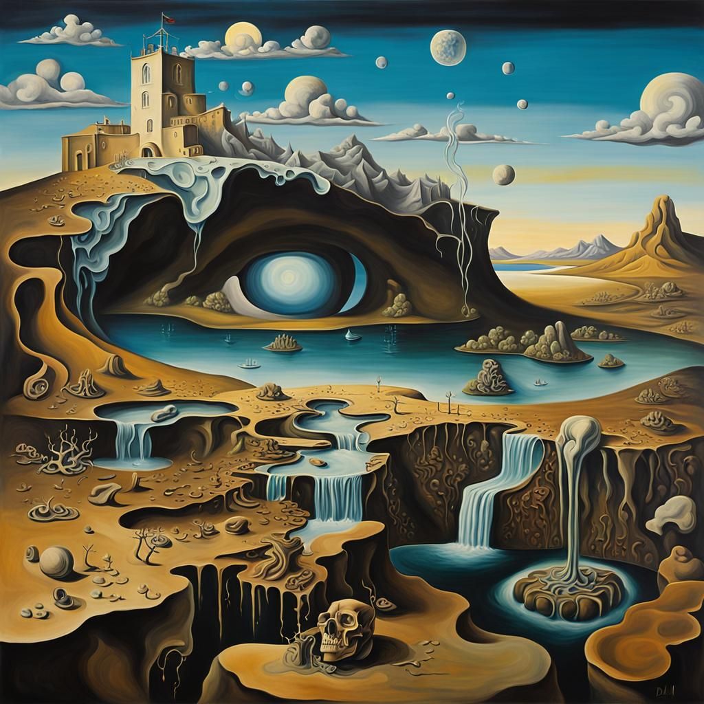 Surrealist Mental Symphony: A Dali-esque Oil Painting