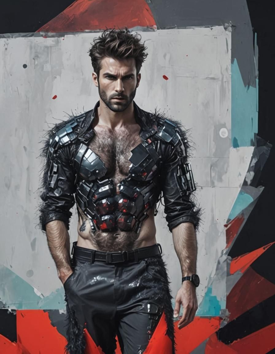 Futuristic Hairy Chest Portrait in 8K Resolution