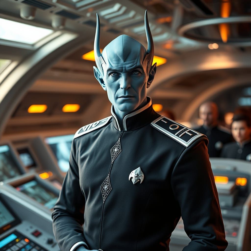 Andorian Starship Captain Leads His Crew with Authority