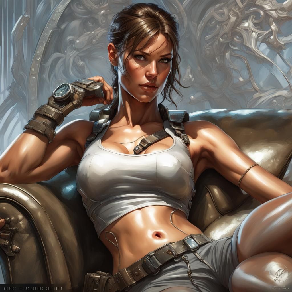 Erotic Android Portrait in Sorayama Style