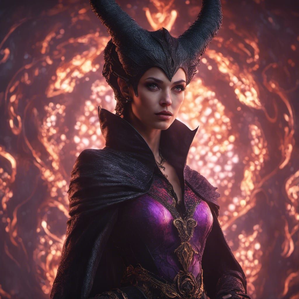 Detailed Portrait of a Beautiful Maleficent in 8K