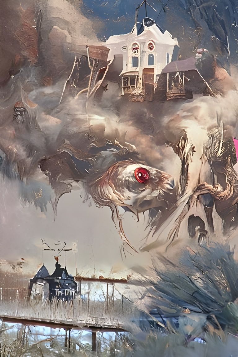 Sinister Victorian House in Horror Illustration Style