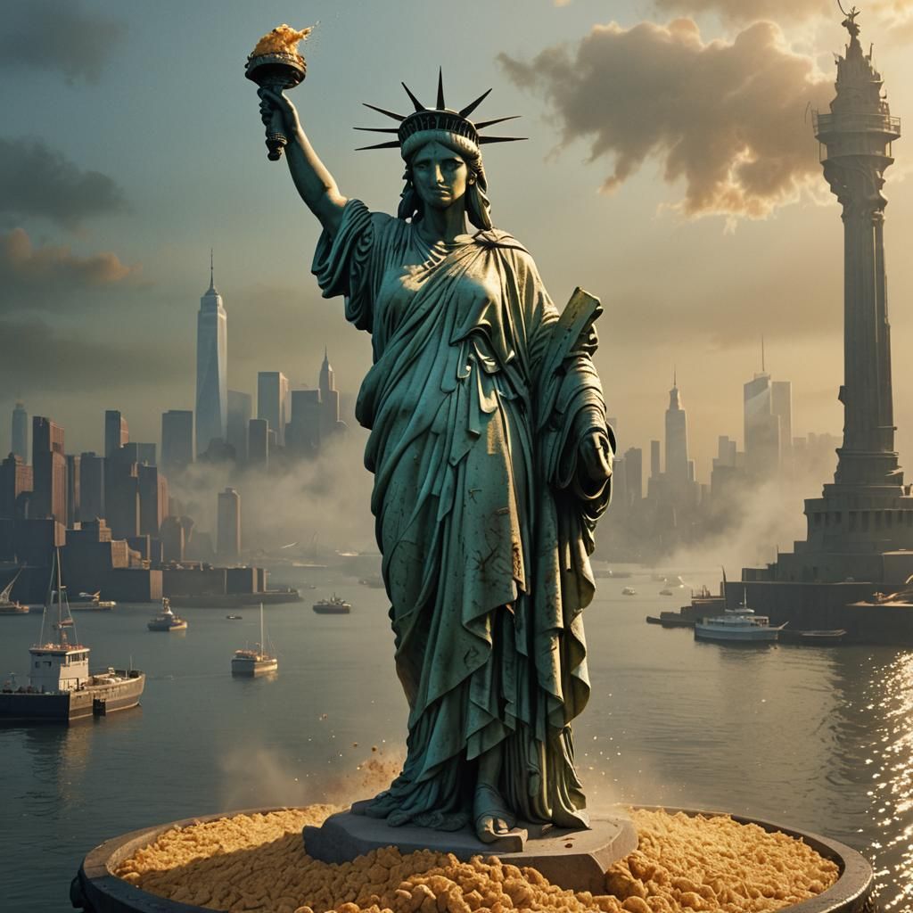 Statue of Liberty Made of Crumbs: Fantasy Art