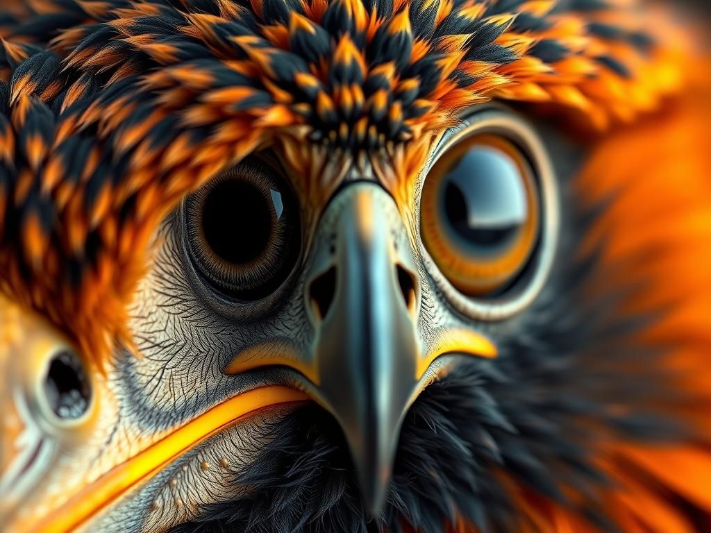 Microscopic Bird of Prey: Hyper-Realistic Close-Up