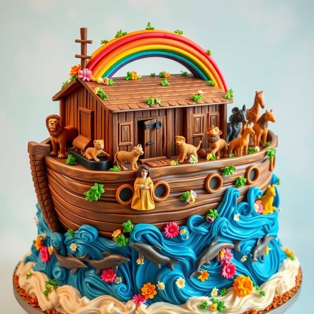 Hyperrealistic Noah's Ark Cake Sculpture