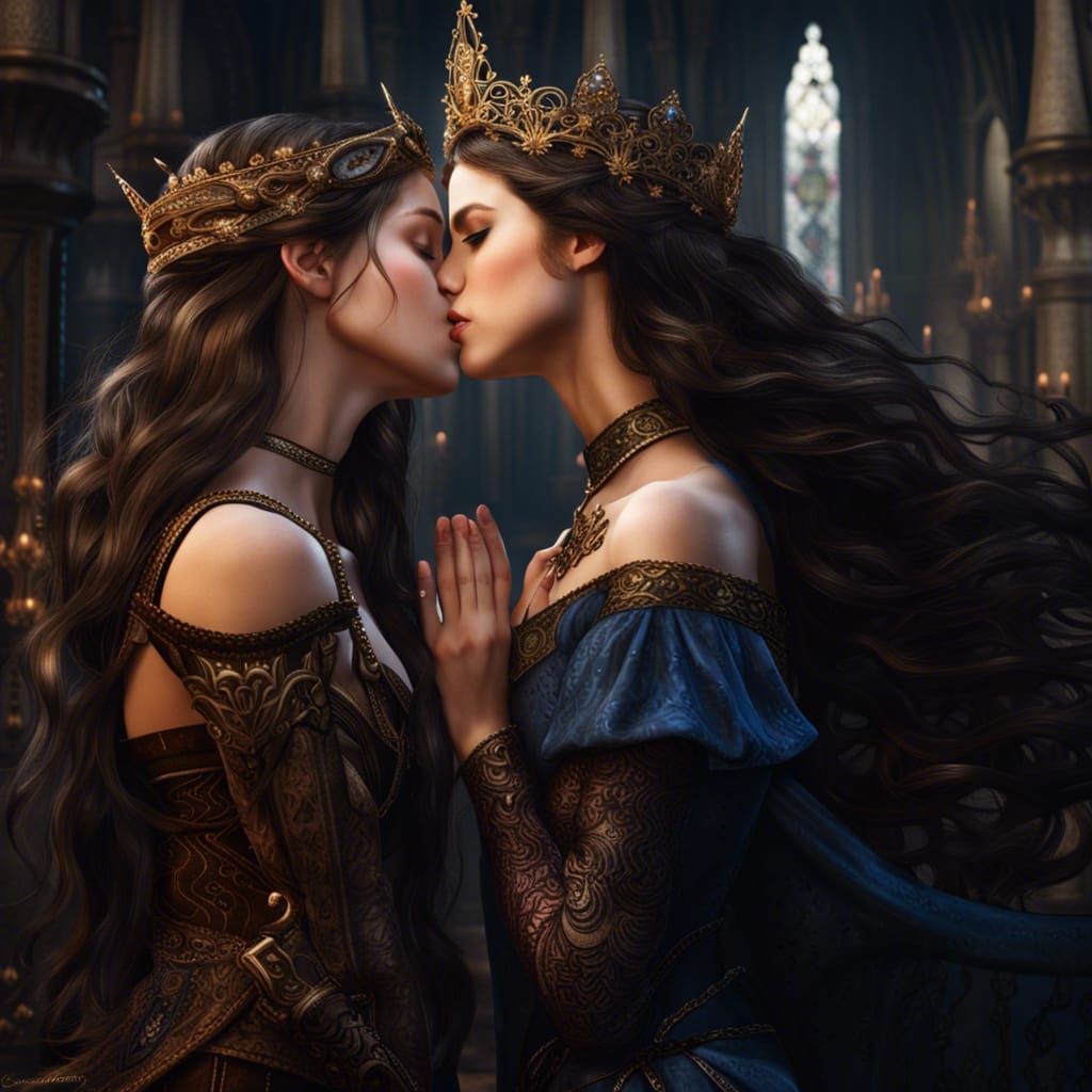 Fantasy Art: Two Princesses Kissing