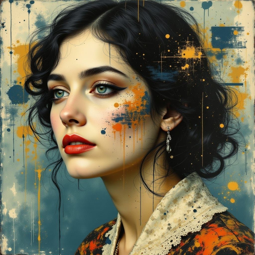 Dual Style Portrait: Classic Art Meets Digital Glitch