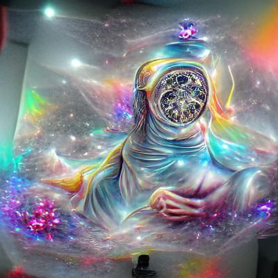 Holographic Astral Deity in Visionary Style