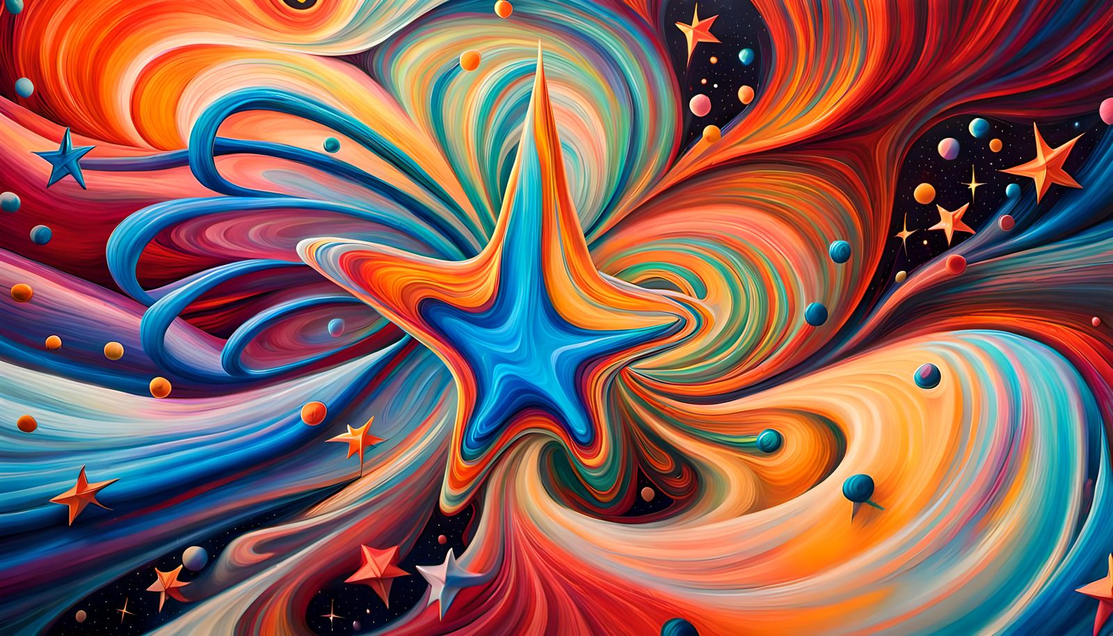 Swirling Star-Being Emerges: Abstract Oil Painting