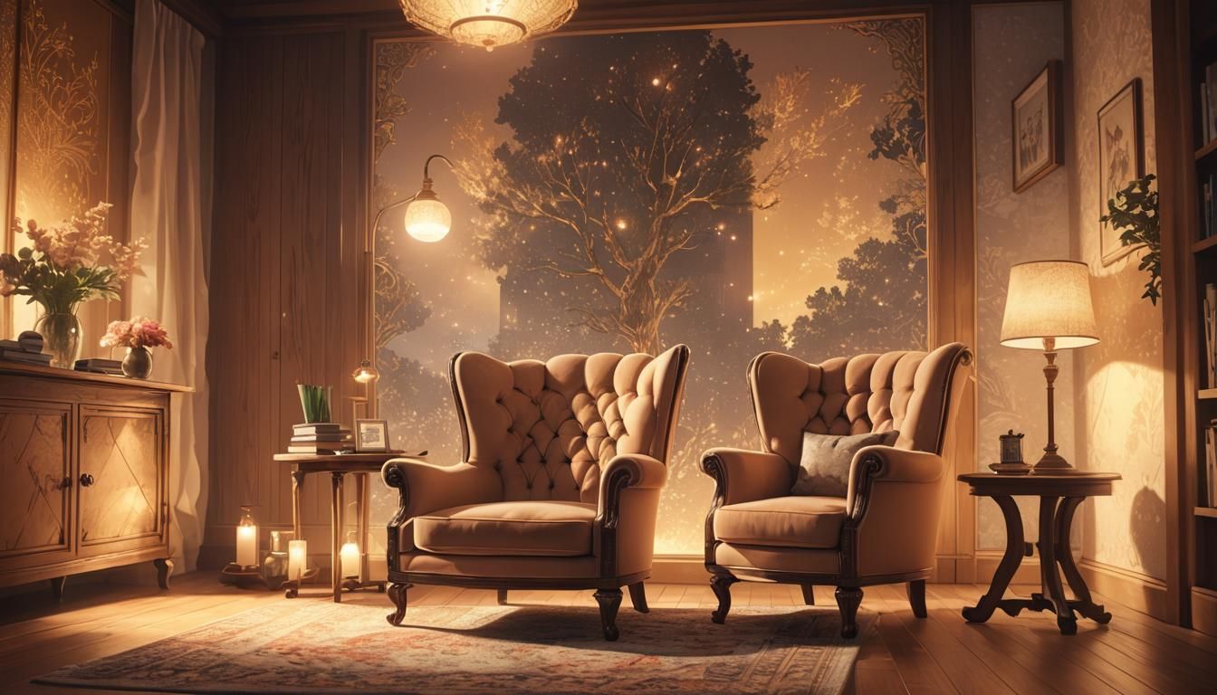 Cozy Room Concept Art in Anime Style