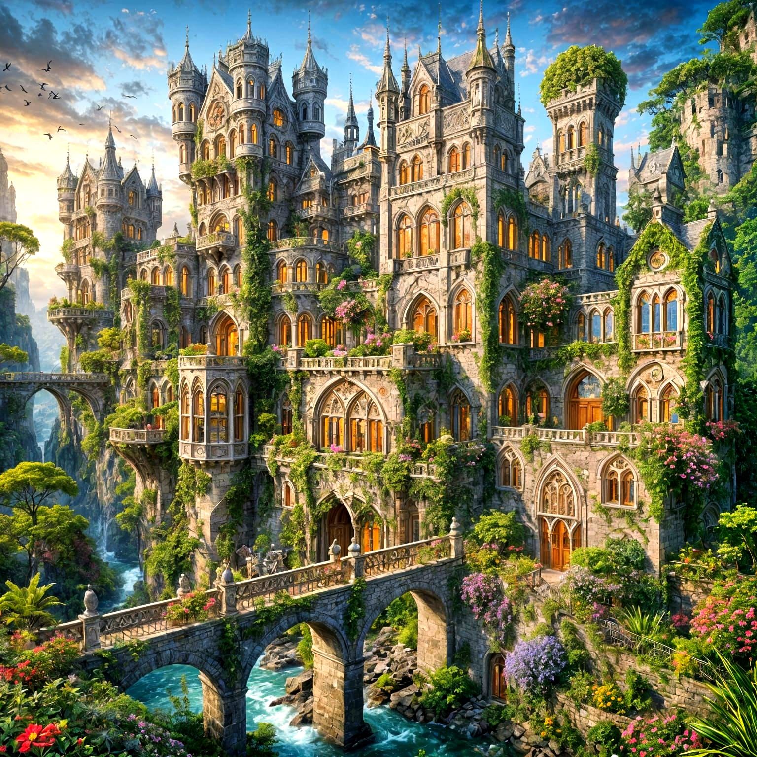 Panoramic view of magnificent castle